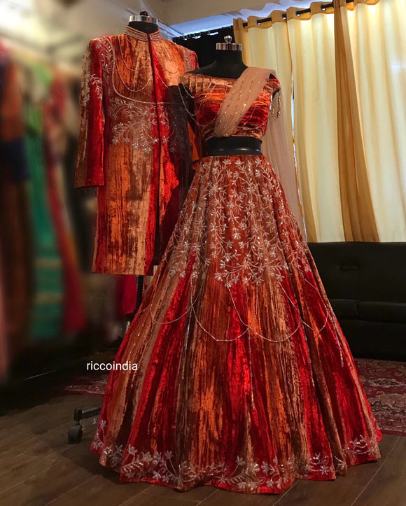 Beige saree gown – Ricco India